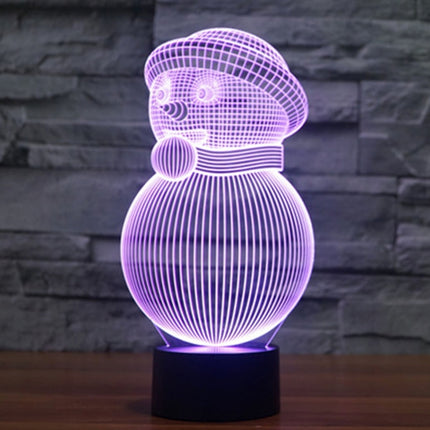 Snowman Style 3D Touch Switch Control LED Light , 7 Color Discoloration Creative Visual Stereo Lamp Desk Lamp Night Light-garmade.com