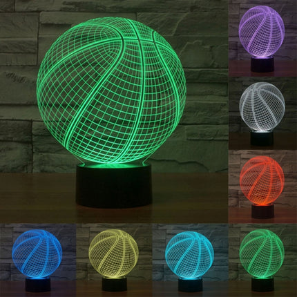 Basketball Style 3D Touch Switch Control LED Light , 7 Color Discoloration Creative Visual Stereo Lamp Desk Lamp Night Light-garmade.com