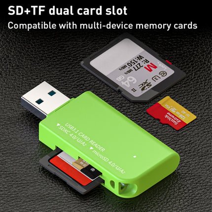 V30 / V60 / V90 USB3.1 Multifunction Card Reader Support SD / TF Card (Green)-garmade.com