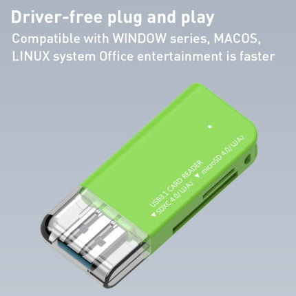 V30 / V60 / V90 USB3.1 Multifunction Card Reader Support SD / TF Card (Green)-garmade.com