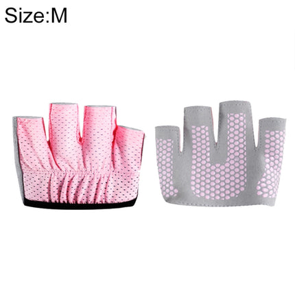 Half Finger Yoga Gloves Anti-skid Sports Gym Palm Protector, Size: M, Palm Circumference: 18cm(Rose Red)-garmade.com