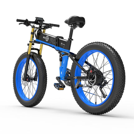 [UK Warehouse] BEZIOR X PLUS 1500W 48V / 17.5AH Foldable Electric Bicycle with LCD Display & 26 inch Tires, UK Plug(Black Blue)-garmade.com
