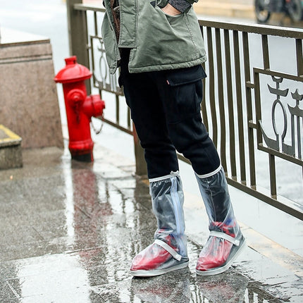 Outdoor High Tube Rainproof Snowproof Thickened Rain Shoes Size:XL(Transparent)-garmade.com