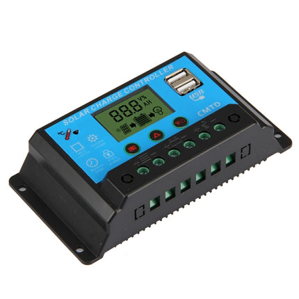 CMTD-2420 20A 12V/24V Solar Charge / Discharge Controller with LED Display & Dual USB Ports-garmade.com