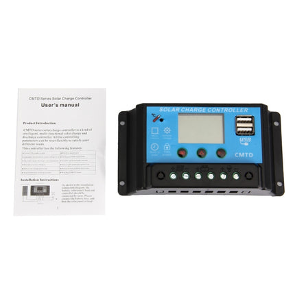 CMTD-2420 20A 12V/24V Solar Charge / Discharge Controller with LED Display & Dual USB Ports-garmade.com