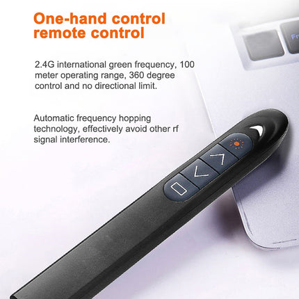 XM930 2.4GHz Wireless Laser PowerPoint Page Turning Pen Multimedia Wireless Presentation Projection Pen with USB Receiver, Support Low Battery Remind, Remote Control Distance: 100m(Black)-garmade.com