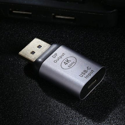 Type-C / USB-C Female to Big DP Male Aluminium Alloy Adapter (Silver)-garmade.com