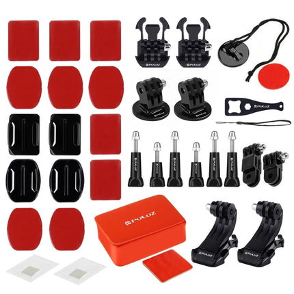 PULUZ 53 in 1 Accessories Total Ultimate Combo Kits (Chest Strap + Suction Cup Mount + 3-Way Pivot Arms + J-Hook Buckle + Wrist Strap + Helmet Strap + Extendable Monopod + Surface Mounts + Tripod Adapters + Storage Bag + Handlebar Mount) for GoPro HERO10-garmade.com