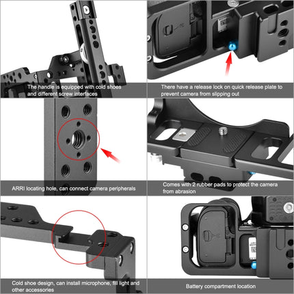 PULUZ Video Camera Cage Stabilizer with Handle & Rail Rod for Nikon Z6 / Z7(Black)-garmade.com