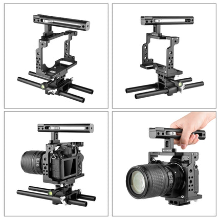 PULUZ Video Camera Cage Stabilizer with Handle & Rail Rod for Nikon Z6 / Z7(Black)-garmade.com