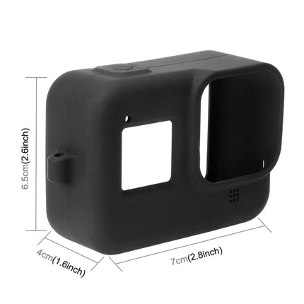 PULUZ Silicone Protective Case Cover with Wrist Strap for GoPro HERO8 Black(Black)-garmade.com