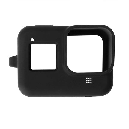 PULUZ Silicone Protective Case Cover with Wrist Strap for GoPro HERO8 Black(Black)-garmade.com