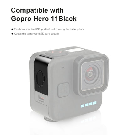 For GoPro Hero11 Black Mini PULUZ Metal Battery Side Interface Cover Dustproof Cap (Black)-garmade.com