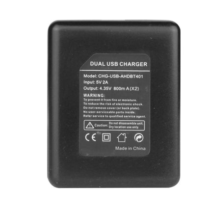 USB Dual Battery Travel Charger for GoPro HERO4 (AHDBT-401)(Black)-garmade.com