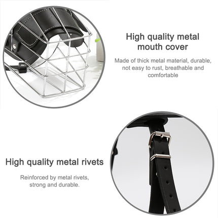 Steel Cage Style Dog Basket Wire Muzzle Protective Snout Cover with Leather Strap, Size: XXL-garmade.com
