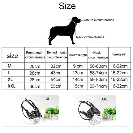 Steel Cage Style Dog Basket Wire Muzzle Protective Snout Cover with Leather Strap, Size: XXL-garmade.com