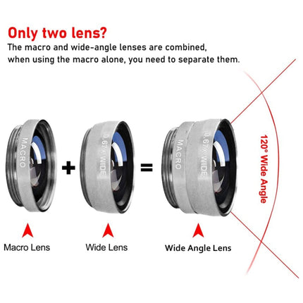 3 in 1 Photo Lens Kits (180 Degree Fisheye Lens + Super Wide Lens + Macro Lens), For iPhone, Galaxy, Sony, Lenovo, HTC, Huawei, Google, LG, Xiaomi, other Smartphones(Silver)-garmade.com