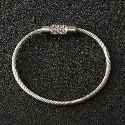 Outdoor Camping Multifunctional Steel Wire Rope Ring / Stainless Steel Wire Key Chain(Silver)-garmade.com