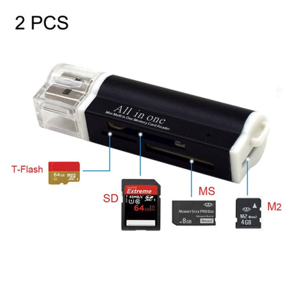 2 PCS Multi All in 1 USB 2.0 Micro SD SDHC TF M2 MMC MS PRO DUO Memory Card Reader-garmade.com