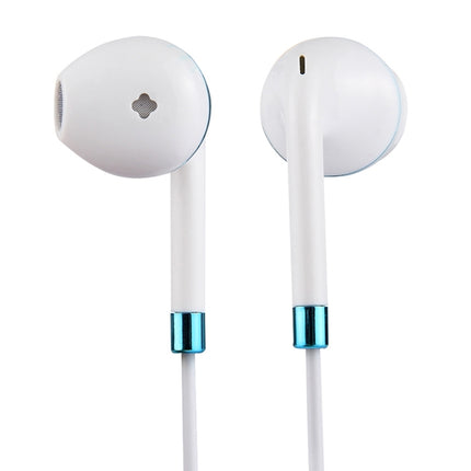 White Wire Body 3.5mm In-Ear Earphone with Line Control & Mic(Blue)-garmade.com