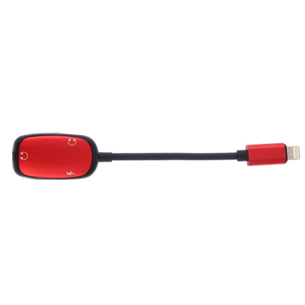 8 Pin to 8 Pin Charging Interface + 8 Pin Earphone Interface + 3.5mm Audio Interface Earphone Adapter(Red)-garmade.com