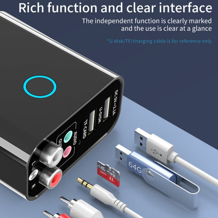 K16 2 in 1 3.5mm AUX + RAC Dual Output Plug-in Bluetooth 5.0 Audio Transmitter Receiver with Remote Control, EU Plug (White)-garmade.com