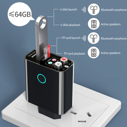 K16 2 in 1 3.5mm AUX + RAC Dual Output Plug-in Bluetooth 5.0 Audio Transmitter Receiver with Remote Control, EU Plug (White)-garmade.com