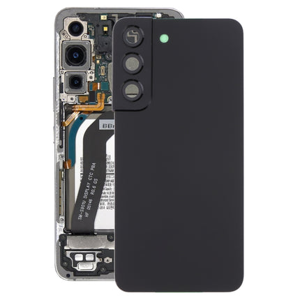 For Samsung Galaxy S22 5G SM-S901B Battery Back Cover with Camera Lens Cover (Black)-garmade.com