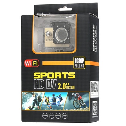 H16 1080P Portable WiFi Waterproof Sport Camera, 2.0 inch Screen, Generalplus 4248, 170 A+ Degrees Wide Angle Lens, Support TF Card(Gold)-garmade.com