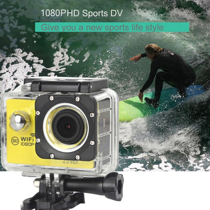 H16 1080P Portable WiFi Waterproof Sport Camera, 2.0 inch Screen, Generalplus 4248, 170 A+ Degrees Wide Angle Lens, Support TF Card(Blue)-garmade.com