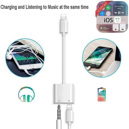 ZS-KL21804 2 in 1 8 Pin to 3.5mm Audio + 8 Pin Charging Interface, Earphone Adapter, Suitable for All IOS Systems-garmade.com