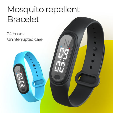 Q2 Outdoor Ultrasonic Electronic Mosquito Repellent Bracelet, Support Three-gear Mode & Time Display(Black)-garmade.com