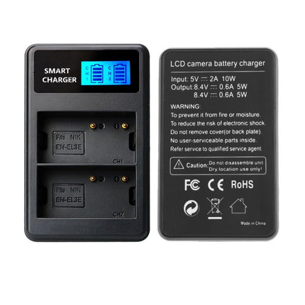 For Nikon EN-EL3E / EL3 Smart LCD Display USB Dual-Channel Charger-garmade.com