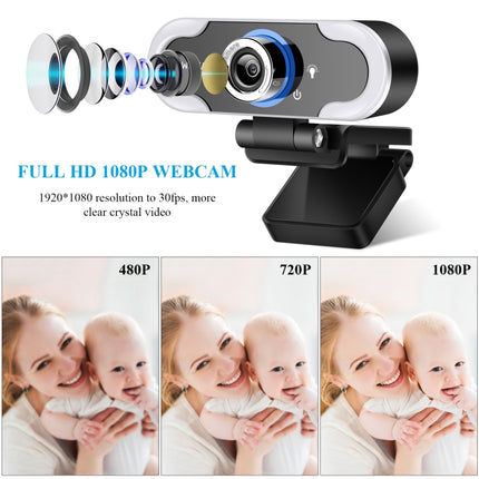 C13 1080P High-Definition Touch 3-level Brightness Web Camera Fill Light Camera Live Webcast Webcam with Tripod-garmade.com