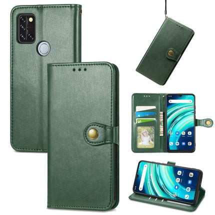 For UMIDIGI A9 Pro Solid Color Leather Buckle Phone Case with Lanyard & Photo Frame & Card Slot & Wallet & Stand Function(Green)-garmade.com