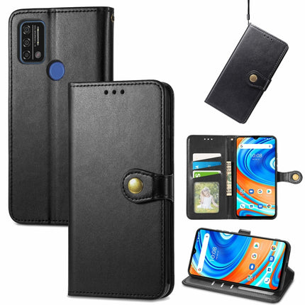 For UMIDIGI A9 Solid Color Leather Buckle Phone Case with Lanyard & Photo Frame & Card Slot & Wallet & Stand Function(Black)-garmade.com