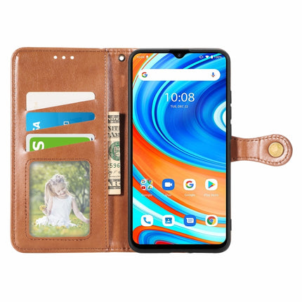 For UMIDIGI A9 Solid Color Leather Buckle Phone Case with Lanyard & Photo Frame & Card Slot & Wallet & Stand Function(Brown)-garmade.com