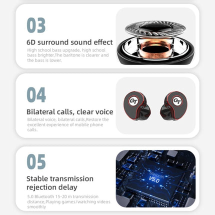 T911 TWS Wireless Bluetooth 5.0 Music Earphones In-ear Stereo Earbuds Mini Headset With Charging Case(Ceramic White)-garmade.com
