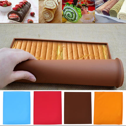 2 PCS Non-stick Cake Pad Swiss Roll Pad Baking Tools For Cakes Silicone Mat(Blue)-garmade.com