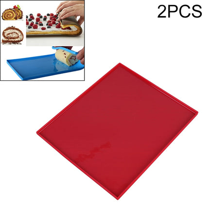2 PCS Non-stick Cake Pad Swiss Roll Pad Baking Tools For Cakes Silicone Mat(Red)-garmade.com