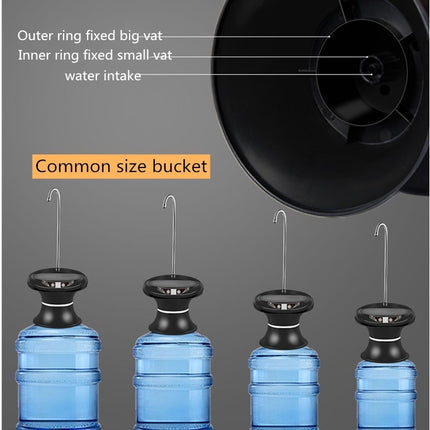 Tray Bucket Water Pump USB Rechargeable Wireless Electric Mineral Water Bucket Automatic Water Dispenser(Black)-garmade.com