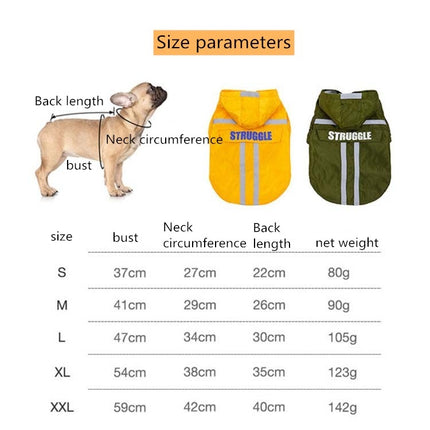 Foldable Reflective Stripe Hooded Pet Raincoat Dog Waterproof Clothing, Size:L(Dark Green)-garmade.com