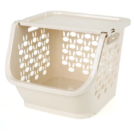 Stackable Kitchen Plastic Storage Basket Bathroom Shelf(Beige)-garmade.com