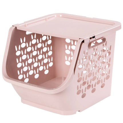 Stackable Kitchen Plastic Storage Basket Bathroom Shelf(Pink)-garmade.com