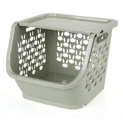 Stackable Kitchen Plastic Storage Basket Bathroom Shelf(Green)-garmade.com