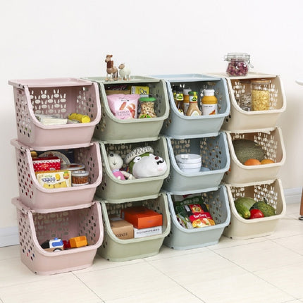 Stackable Kitchen Plastic Storage Basket Bathroom Shelf(Green)-garmade.com