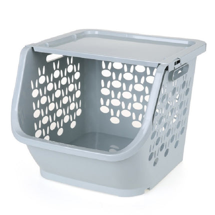Stackable Kitchen Plastic Storage Basket Bathroom Shelf(Blue)-garmade.com