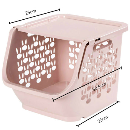Stackable Kitchen Plastic Storage Basket Bathroom Shelf(Blue)-garmade.com