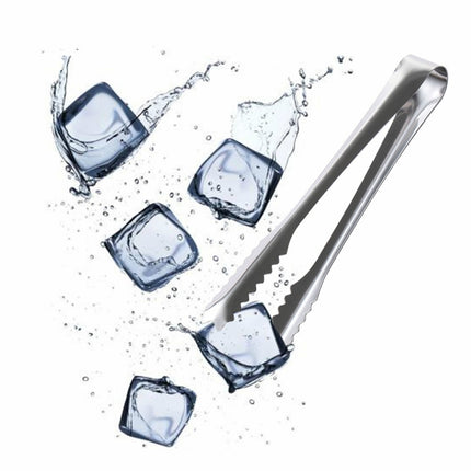 2 PCS Stainless Steel Light Body Small Sugar Clip Cube Sugar Clip Thickened Ice Clip, Specification:7 Inches Black Handle-garmade.com
