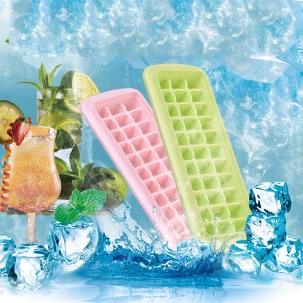 Creative 33 Grid DIY Ice Cube Box Plastic Homemade Ice Cube Mould with Cover & Shovel(Green)-garmade.com